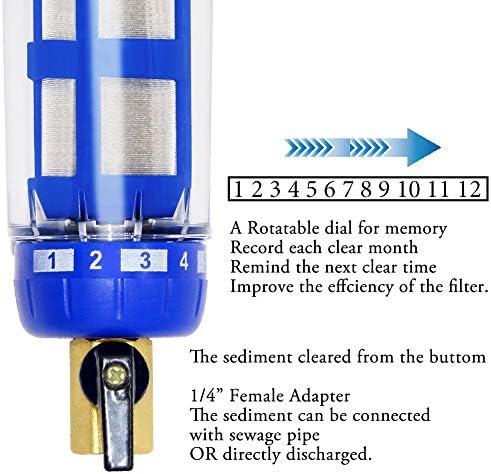 Beduan Whole House Spin Down Sediment Water Filter 50 Micron Reusable Pre Filter System Protector, 3/4" Male Thread, 1/2" Female Thread - Image 4