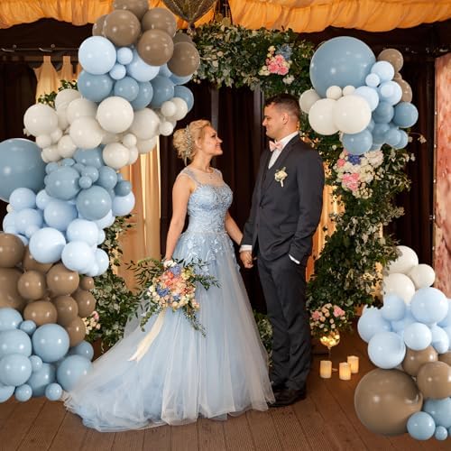 136pcs Dusty Blue & Brown Balloon Arch Kit – 18/12/10/5 Inch Balloons - Image 3