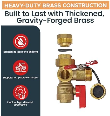 CMI Tankless Water Heater Installation Valve Kit 3/4" T-Handle - Image 5