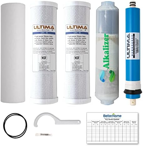 Ultima 7/VII 5 Stage Universal Reverse Osmosis Under Sink Water Filter System Replacements with 50 GPD RO Membrane and Alkalizer Post Carbon Filter Kit… by BetterHomeWaterTreatment