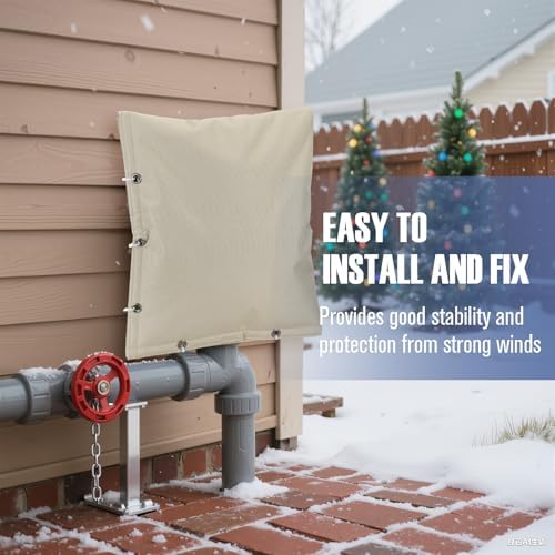 SATINIOR 2 Pcs Backflow Preventer Insulation Cover 17 " x 20 "Outdoor Pipe Insulation Cover with Cable Zip Ties for Outside Irrigation Sprinkler Valve Insulated Pouch Winter Freeze Protection(Beige) - Image 7