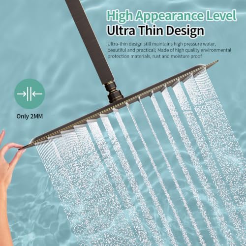 SR SUN RISE Luxury 16 Inch Extra Large Square Stainless Steel Shower Head High Pressure Rainfall Showerhead Ultra Thin Water Saving Oil Rubbed Bronze 2.5 Gpm - Image 5