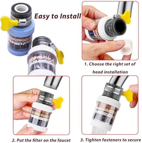 4 Pack Faucet Mount Filters,Faucet Water Filter for Kitchen,Purifier Kitchen Tap Filtration for Kitchen Bathroom with Activated Carbon Removes Chlorine Fluoride Heavy Metals Hard Water (Random Color) - Image 5