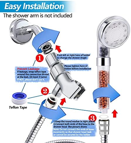 FASTRAS LED Shower Head with Handheld, Shower Head High Pressure Shower Head with Hose & Holder, 3 Water Temperature-Controlled Water Saving Filtered Shower Head for Dry Hair & Skin - Image 6