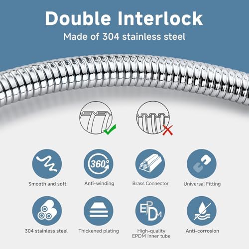 48 Inches 304 Stainless Steel Shower Hose Replacement For Cleaning - Image 4