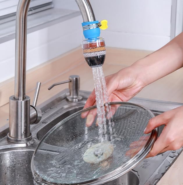 Activated Carbon Water Filter Set, 6 Layer Cartridge, Faucet Filter, Splash-Proof and Water-Saving, Faucet Water Filter for Kitchen Sink (Green* 1 pcs) - Image 2