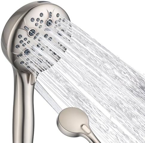 Joyrain Pressure-Boost Shower Head with 8 Settings & Spray Gun, 2-in-1 for High-Pressure Showering and Effortless Tub/Tile/Floor Cleaning, Meets US Standards (Brushed stainless teel) by JoyrainFactorySpecialtyStore