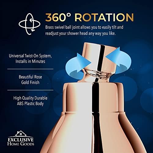 High Pressure Shower Head - Powerful Deluxe Bathroom Showerhead with Strong Spray Stream and Small Silicone Nozzles - Universal Fit Works with High and Low Water Flow Showers 1.8 GPM - Rose Gold - Image 5