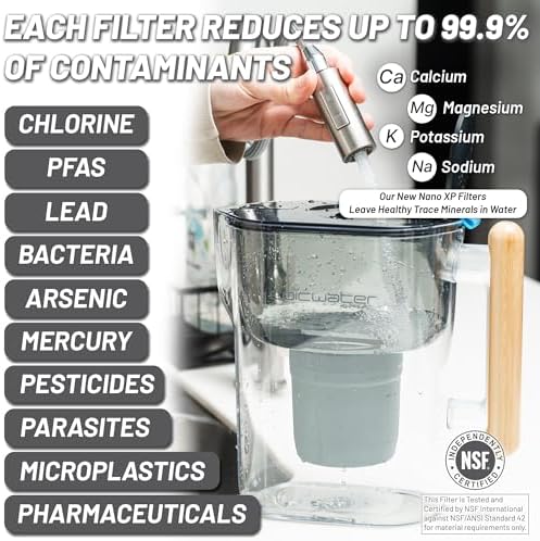 Epic Nano XP | Water Filter Pitchers for Drinking Water | 10 Cup | 150 Gallon Filter | Gravity Water Filter (Black & Bamboo) - Image 3