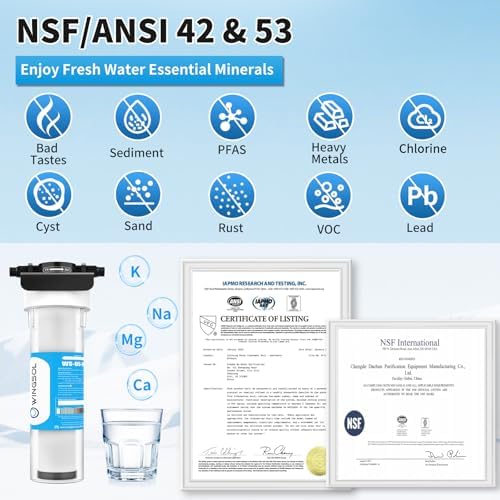 WINGSOL Under Sink Water Filter System with Dedicated Faucet, NSF/ANSI 53&42 Certified, 1 Year, Reduces PFAS, PFOA/PFOS, Lead, Chlorine, Heavy Metals, Bad Taste & Odor, Mineral pH+ with EZ Change - Image 3