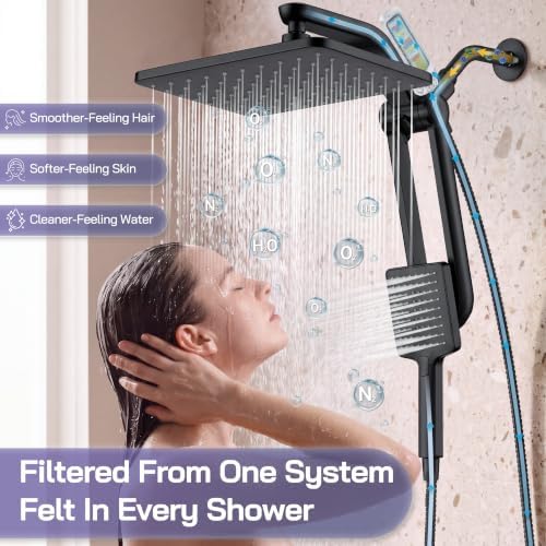 HOPOPRO High Pressure Filtered Shower Head with Handheld Combo, Black - Image 2