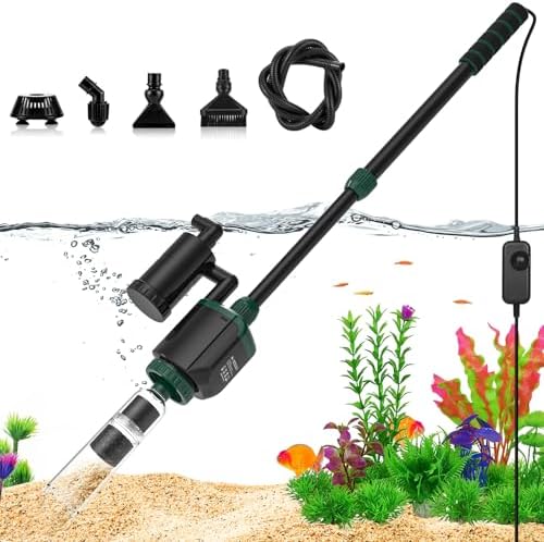 AQQA 6-in-1 Aquarium Gravel Cleaner, 600GPH Adjustable Water Flow Tool by AQQA