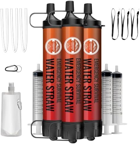 Water Filter Straw 3 Pack - Outdoor Camping & Hiking Survival Gear by Lormandy
