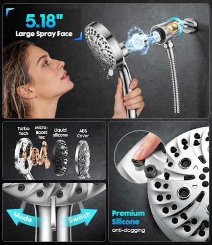 Handheld Shower Head High Pressure – Magnetic Holder,10 Spray Modes with Power Wash for Pets&Tile&Toilet, Filtered for Softer Skin & Shinier Hair, 1.8GPM, Stainless Steel Hose - Image 4