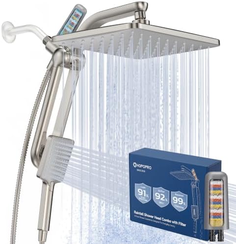 HOPOPRO High Pressure Filtered Shower Head with Handheld Combo, Nickel by HOPOPRO
