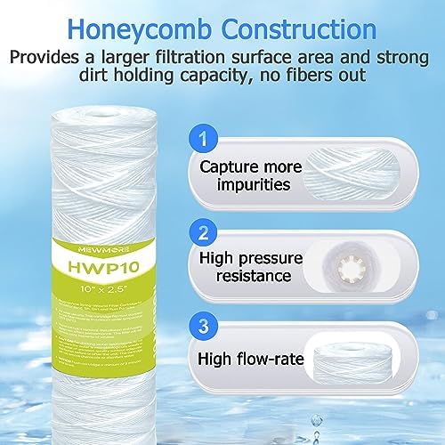 10 Micron Whole House Water Filter Cartridge, 10" x 2.5", 6-Pack - Image 3