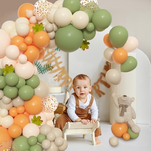 Amandir 153pcs Green Orange Balloon Garland Arch Kit Different Sizes - Image 6