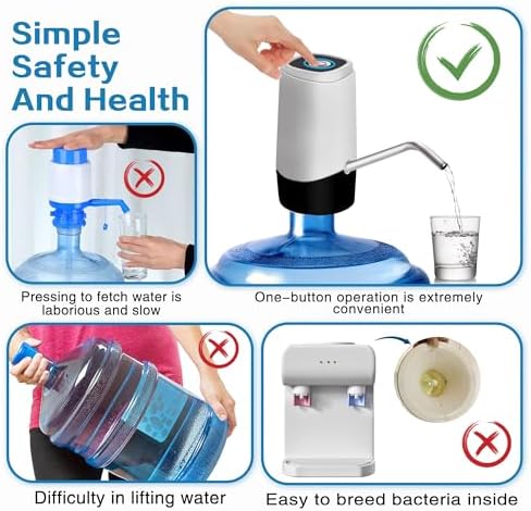 Korser Water Dispenser for 5 Gallon Bottle, Automatic Electric Water Jug Dispenser, Rechargeable Water Dispenser Pump, USB Charging Portable 2-5 Gallon Water Pump for Kitchen, Camping - Image 4