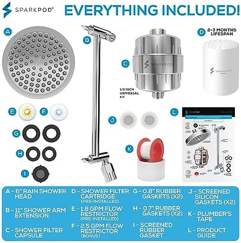 SparkPod Filtered Shower Head & 11" Shower Arm, 6" Round, Polished Chrome - Image 6
