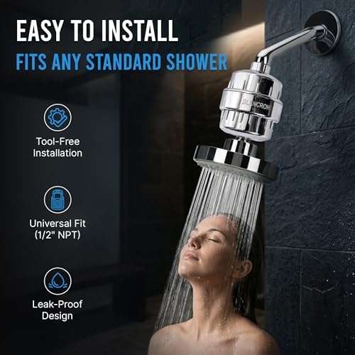 Hard Water Shower Filter for Bathroom – Multi Stage Filtration Water Softener with KDF-55, Activated Carbon & PP Cotton, Reduces Chlorine, Rust, Odors, Improves Hair & Skin - BRSF-1500 - Image 4