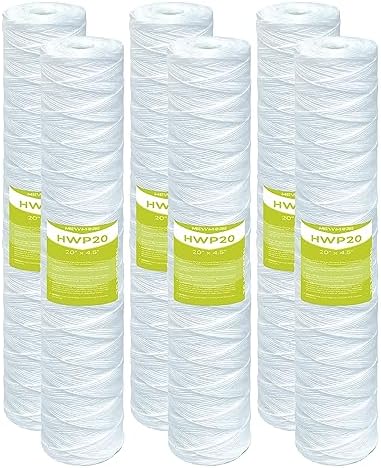 20 Micron Whole House Water Filter Cartridge, 20" x 4.5", 6-Pack by MewMore
