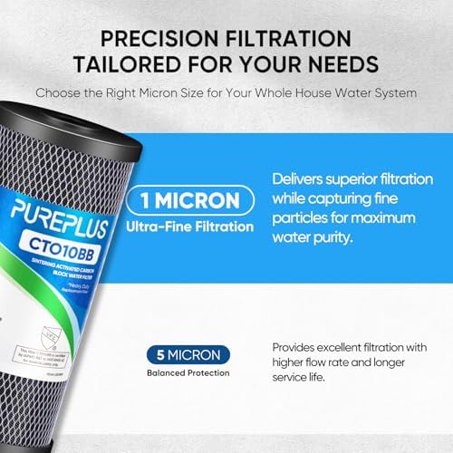 PUREPLUS 1 Micron 10"x4.5" Coconut Shell Carbon Block Water Filter, 1 Pack - Image 3