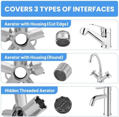 10-in-1 Heavy-Duty Metal Faucet Aerator Remover Kit - Fits M16.5/M18.5/M21.5/M22/M24/M28, Hidden Thread & Housing Types, Professional Plumbing Tool - Image 3