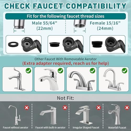 CECEFIN 1440 Swivel Faucet Extender for Kitchen/Bathroom Sink, NSF/ANSI 372 - Image 4