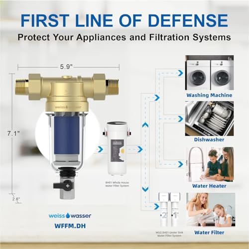 90 Micron Disc Spin Down Sediment Filter, Reusable ＆ Anti-Clog Whole House Water Filter, Pre-Filtration System for City/Well Water, 3/4" MNPT, BPA Free - Image 3