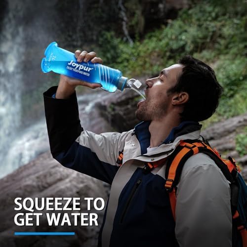 Water Filter Survival - Collapsible Water Bottle with Filter 0.01 Micron Squeeze Filtered Water Bottle 32oz for Hiking Backpacking Camping BPA-Free(Blue 1000ml) - Image 5