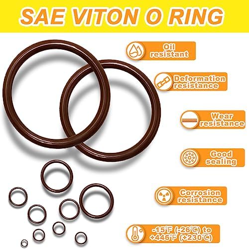 KEZE 382 Pcs SAE Viton O Ring Assortment Kit 30 Sizes Brown O-Ring Set for Various Automobiles Engines Pumps cylinders Plumbing High Temperature Chemicals Resistance 75A with O Rings Hook - Image 5