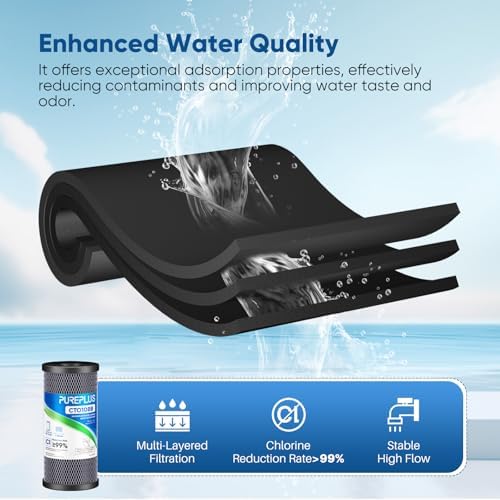 PUREPLUS 1 Micron 10"x4.5" Coconut Shell Carbon Block Water Filter, 3 Pack - Image 6