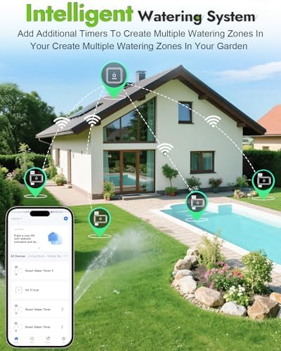 Insoma WiFi Water Timer with Brass Inlet&Outlet, Smart Sprinkler Timer + Auto/Manual/Rain Delay for Garden, Hose Timers with Hub, Up to 20 Watering Plans, APP & Voice Control, Compatible with Alexa - Image 6