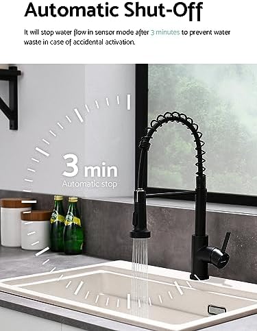 WEWE Touchless Kitchen Faucet, 2-Mode Sprayer, Matte Black, Pull-Down - Image 5