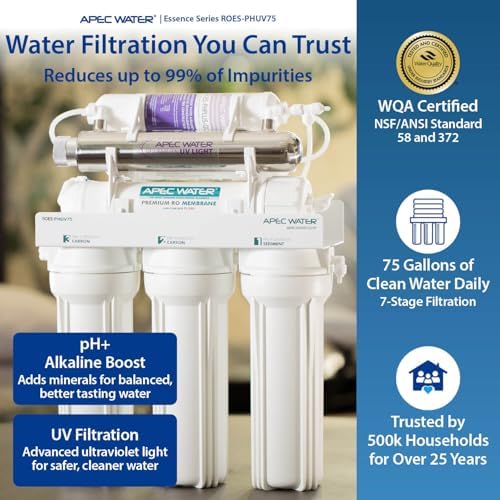 APEC Water ROES-PHUV75, 7-Stage Under Sink RO System, Alkaline & UV, 75 GPD - Image 2