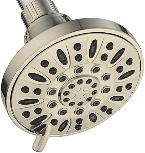 AquaDance Brushed Nickel High Pressure 6-Setting 4" Shower Head – Angle Adjustable, Anti-Clog Showerhead Jets, Tool-Free Installation-USA Standard Certified-Top U.S. Brand – 1.8 GPM by AquaDance