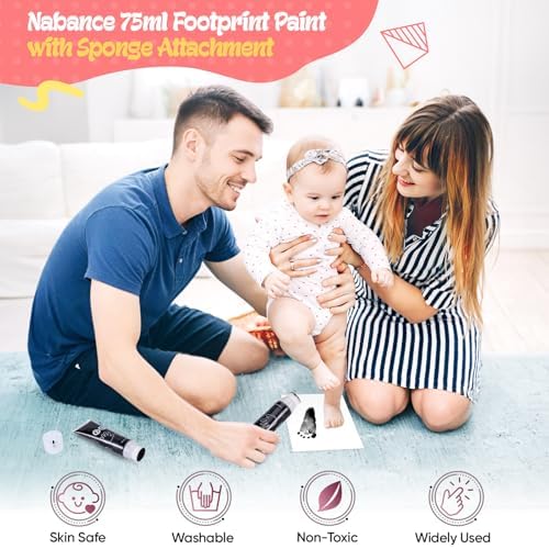 Nabance Baby Hand and Footprint Paint, Sponge Head, Baby Safe Paint, Black - Image 2