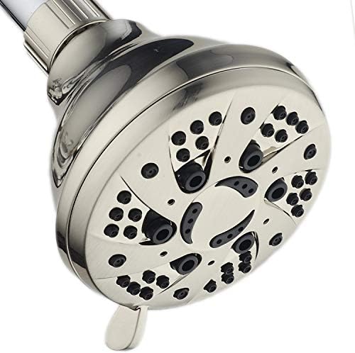 AquaDance BRUSHED NICKEL High Pressure 6-Setting Spiral Shower Head – Angle Adjustable, Anti-Clog Showerhead Jets, Tool-Free Installation - USA Standard Certified - Top U.S. Brand by AquaDance