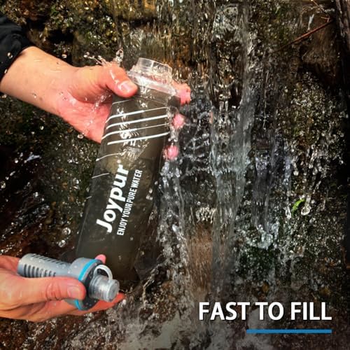 Water Filter Survival - Collapsible Water Bottle with Filter 0.01 Micron Squeeze Filtered Water Bottle 32oz for Hiking Backpacking Camping BPA-Free(Grey 1000ml) - Image 3