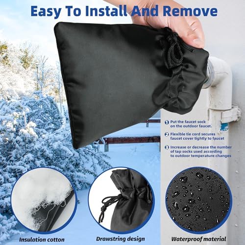 Outdoor Faucet Covers for Winter 4 Pack Reusable (Drawstring) - Image 4