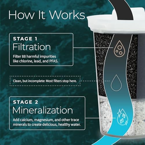 Single Replacement MINA Alkaline Water Filter by Santevia | Single At Home Water Pitcher Filter Adds Minerals and Makes Alkaline Water | Chlorine and Lead Water Filter | American Filtration Media - Image 4