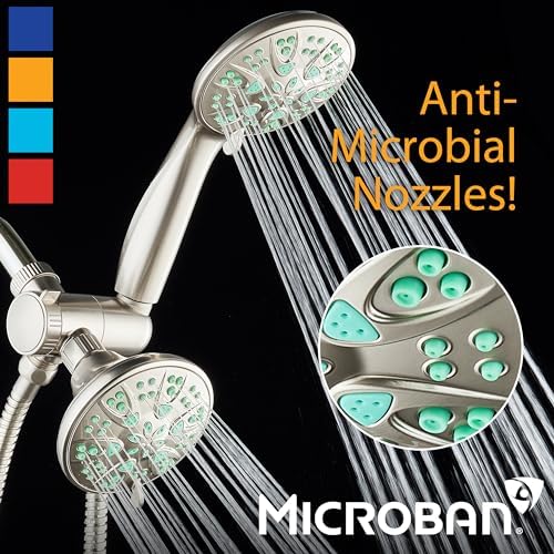 AquaDance Antimicrobial/Anti-Clog High-Pressure 30-setting Dual Head Combination Shower with Microban Nozzle Protection From Growth of Mold, Mildew & Bacteria for a Healthier Shower – Coral Green - Image 3