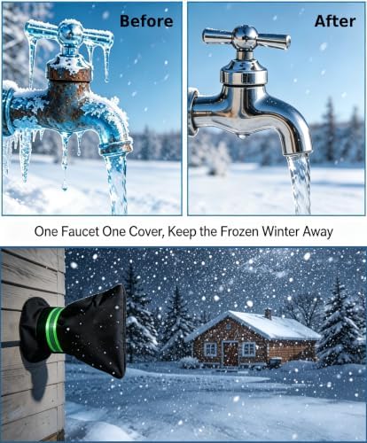 Outdoor Faucet Covers for Winter Freeze Protection, Kanosan 8.3"H X 6.7"W Thickened Reflective Outside Spigots Covers Hose Bib Insulated Sock for Winter Cold Weather, 2 Pack Black - Image 2
