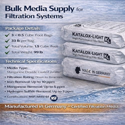 Katalox Light Filter Media 1.5 Cubic Foot (99 lb, 3 Pack) – High Capacity Iron, Manganese & Sulfur Removal – NSF Certified Water Filtration Media for Well & Commercial Systems - Image 5