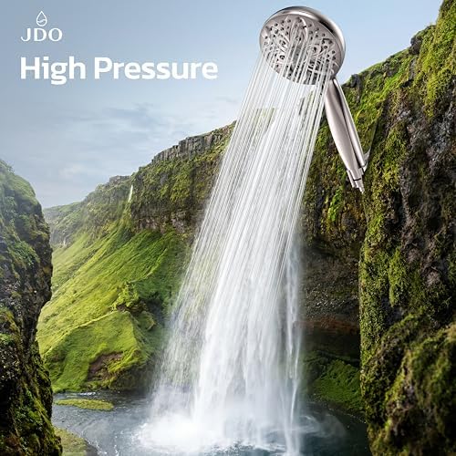 JDO Handheld Shower Head, 6 Spray Settings, Brushed Nickel Finish - Image 5