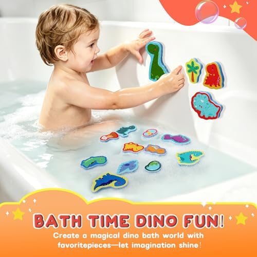 Dinosaur Bath Toys, 16PCS Foam Bathtub Toys for Toddlers 1-3 - Image 2