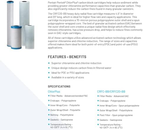 Pentair Pentek ChlorPlus 10BB Big Blue 10" x 4.5" Carbon Water Filter - Image 2