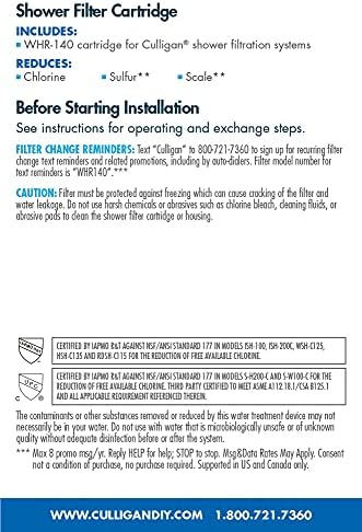 Culligan® Official Shower Filter Replacement WHR-140 Cartridge for Culligan Water Shower Filter Systems WHR-140, WSH-C125, ISH-100, HSH-C135, (Pack of 2) - Image 5
