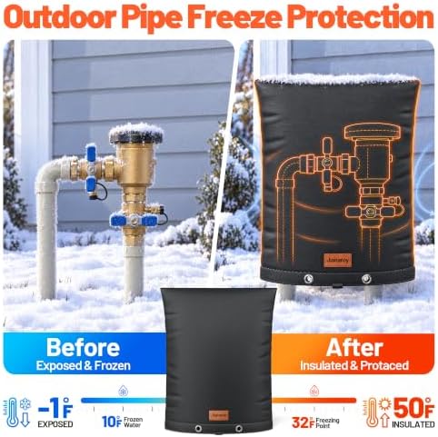 Backflow Preventer Insulation Cover 36" x 24" Pipe Covers for Outside Black - Image 2