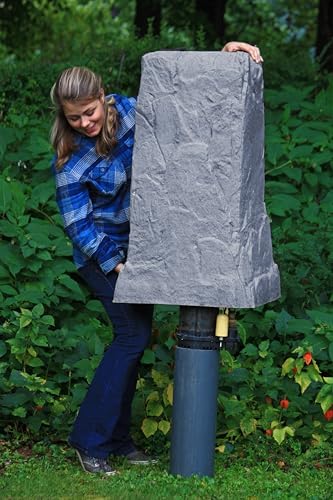 Emsco Group 2236 Natural Granite Appearance Utility Cover – Lightweight – Easy to Install Tall Monolith Landscape Rock, Large - Image 2